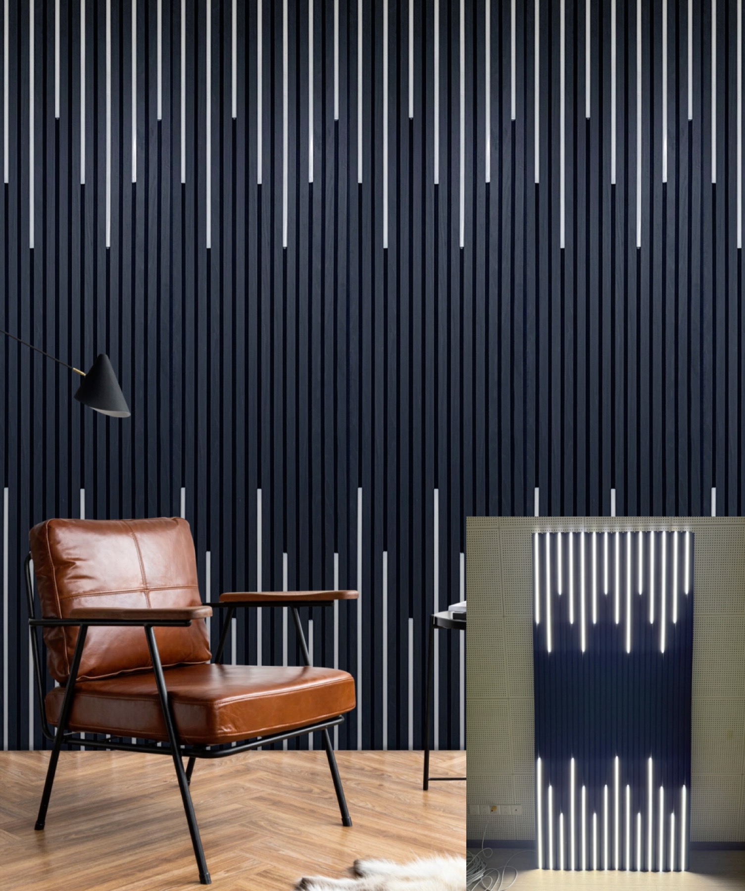 Vertical acoustic wall panel finish