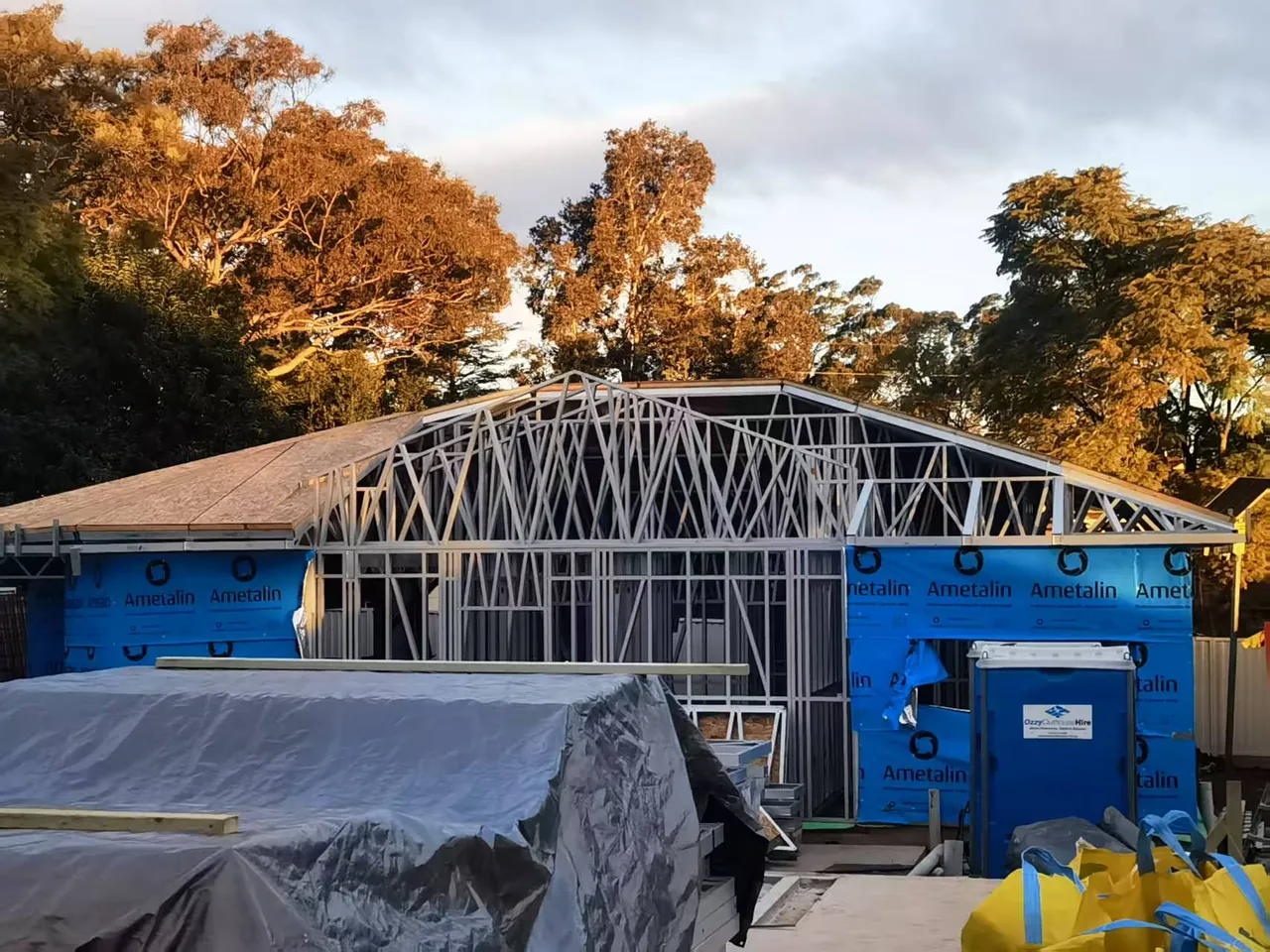 Modular houses under construction
