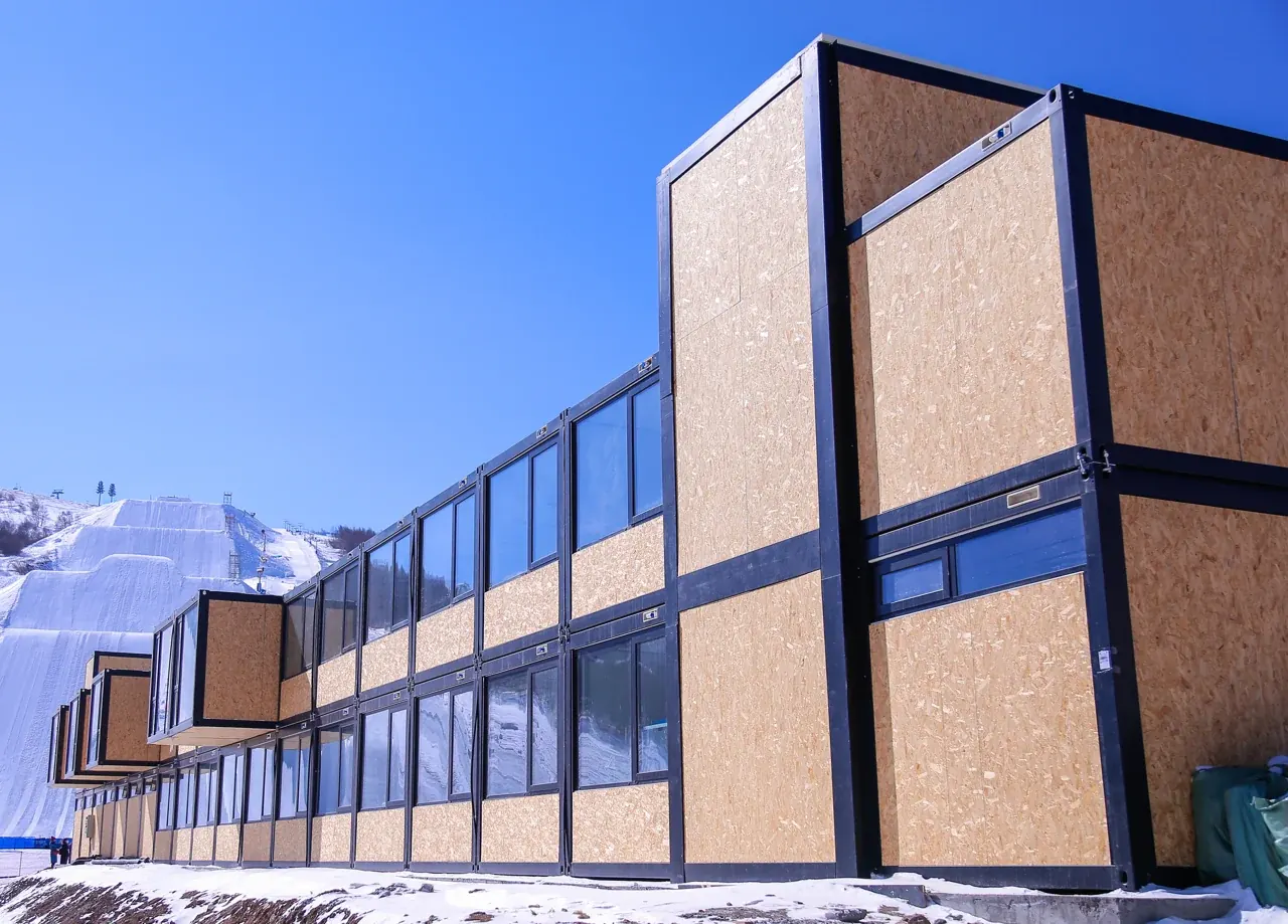 Two-storey modular building at a ski resort